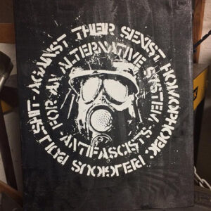 Antifascists, for an alternative system - Wood print