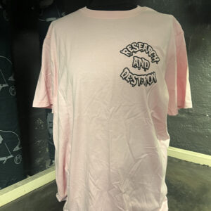 Research and Destroy, light apricot round logo - t-shirt